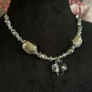 Acrylic Beaded Princess Length Necklace with Pendant